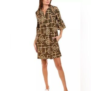 Kerry Mini Swing Dress by Jude Connally, Bamboo Lattice Jude Cloth Brown Size S